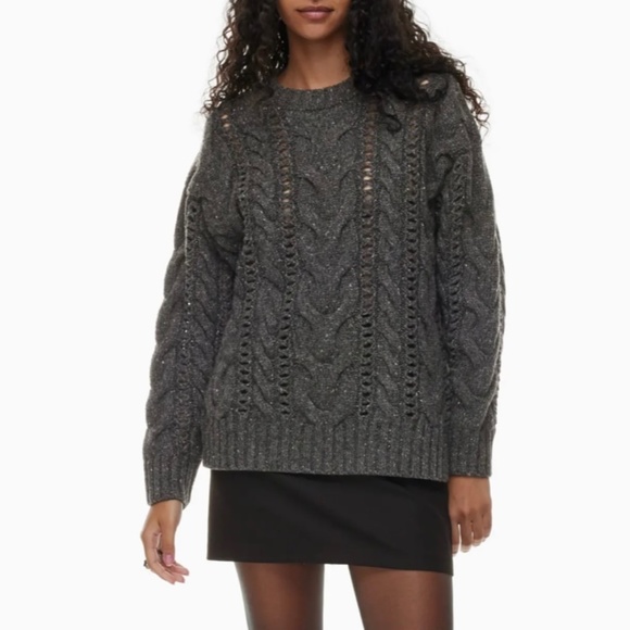 Aritzia Sweaters - Aritzia Wilfred Bronco Cable Knit Wool Sweater XS Grey NWT